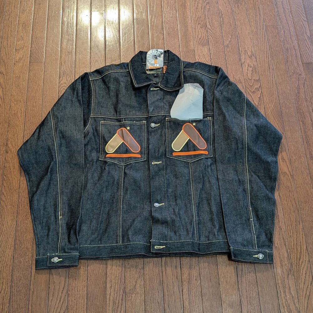 NWT Vintage Y2K Akademiks Big Logo Embroidered Denim Jacket - Size L